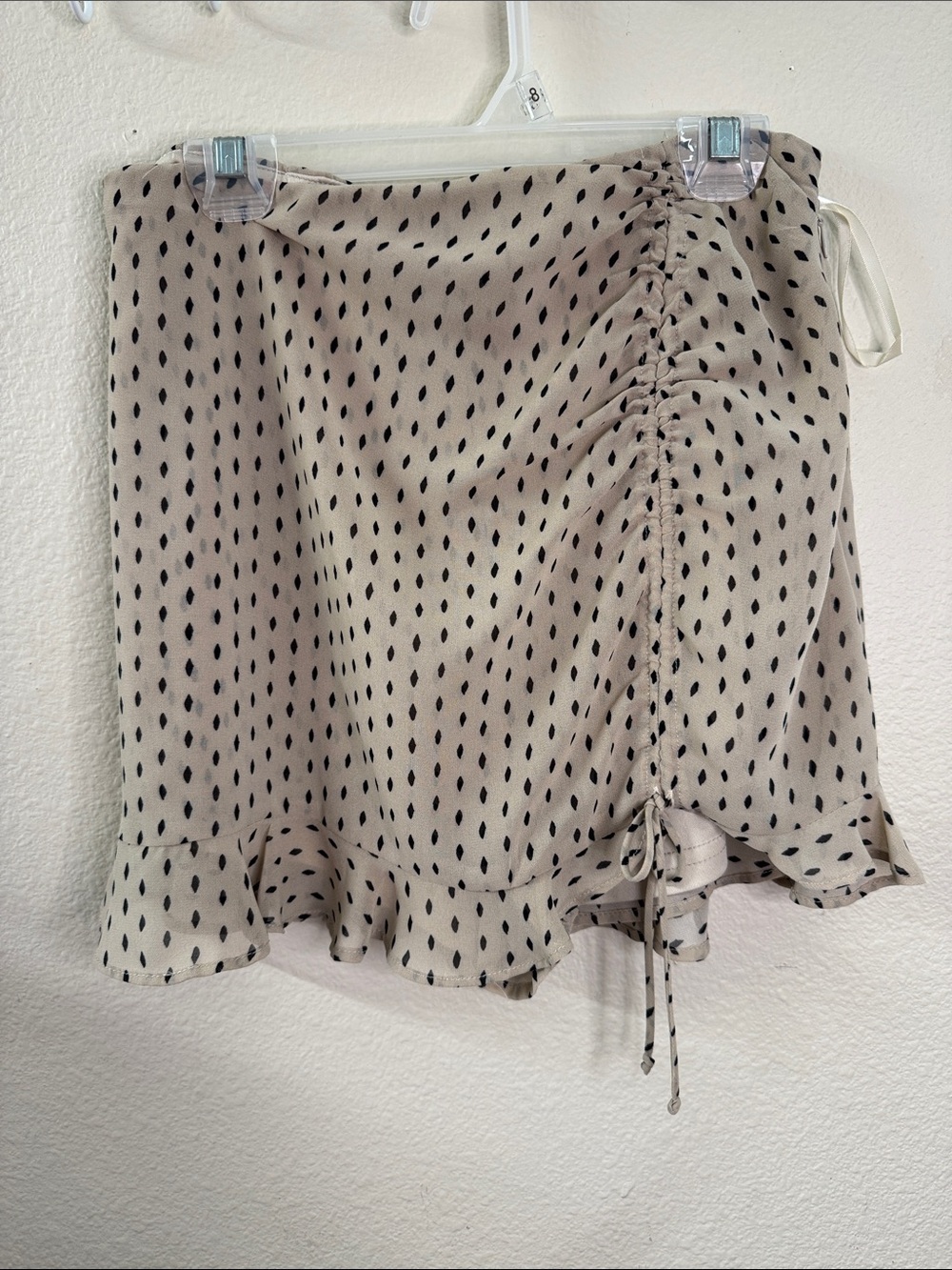 American Threads Beige Skirt with Black Dot Print